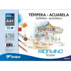 BLOC DE DIBUJO ACUARELA SADIPAL FABRIANO DIN A4+ 10 HOJAS 350 GR ENCOLADO GRANO SUAVE