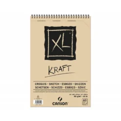 Bloc de Dibujo Kraft Canson XL DIN A3 60 hojas 90 gr Verdujado Microperforado Espiral Rayado
