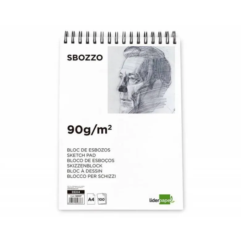 Bloc de dibujo Liderpapel esbozos 210x297mm 100 hojas 90 gr