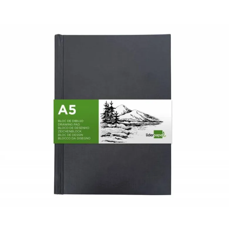 BLOC DE DIBUJO LIDERPAPEL ESBOZOS DIN A5 100 HOJAS 100 GR COLOR NEGRO