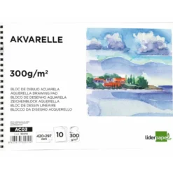 Bloc de dibujo Liderpapel espiral acuarela Din A3 10 hojas 300 gr