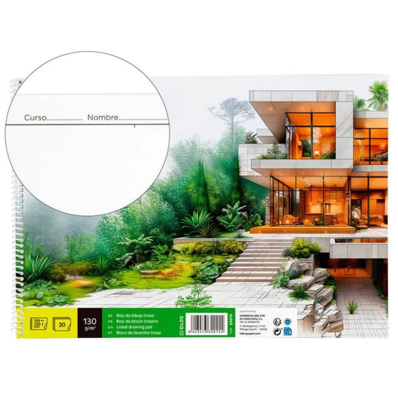 Bloc de dibujo Liderpapel Folio 20 hojas 130 gr