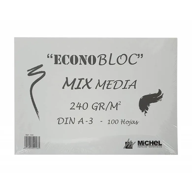 BLOC DE DIBUJO MULTITECNICAS MICHEL ECONOBLOC MIX MEDIA DIN A3 100 HOJAS 240 GR ENCOLADO