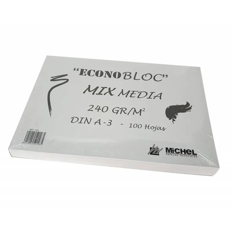 BLOC DE DIBUJO MULTITECNICAS MICHEL ECONOBLOC MIX MEDIA DIN A3 100 HOJAS 240 GR ENCOLADO