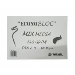 BLOC DE DIBUJO MULTITECNICAS MICHEL ECONOBLOC MIX MEDIA DIN A4 100 HOJAS 240 GR ENCOLADO