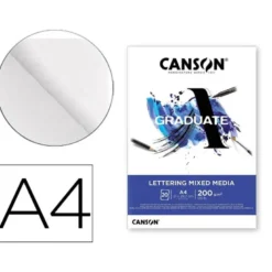 BLOC DE DIBUJO MULTITECNICAS CANSON GRADUATE LETTERING MIXED MEDIA 20 HOJAS 200 GR
