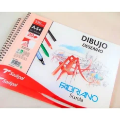 BLOC DE DIBUJO SADIPAL FABRIANO DIN A4+ 20 HOJAS 130GR ESPIRAL GRANO SUAVE MICROPERFORADO LISO
