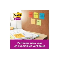 BLOC DE NOTAS ADHESIVA QUITA Y PON POST-IT SUPER STICKY 76X76 MM 90 HOJAS COLORES SURTIDOS PACK DE 21 + 3