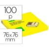 Bloc de notas adhesivas marca Q-connect 75x75 mm 100 hojas amarillo neon Zig-Zag