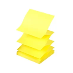 Bloc de notas adhesivas marca Q-connect 75x75 mm 100 hojas amarillo neon Zig-Zag