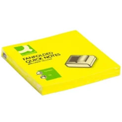 Bloc de notas adhesivas marca Q-connect 75x75 mm 100 hojas amarillo neon Zig-Zag