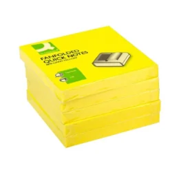 Bloc de notas adhesivas marca Q-connect 75x75 mm 100 hojas amarillo neon Zig-Zag