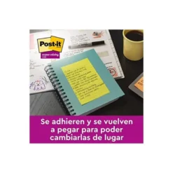 BLOC DE NOTAS ADHESIVAS QUITA Y PON POST-IT SUPER STICKY COSMIC RAYADO 90 HOJAS 101X152 MM PAQUETE DE 3