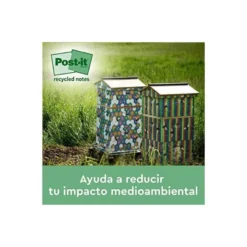 BLOC DE NOTAS ADHESIVAS QUITA Y PON POST-IT SUPER STICKY 76X76 MM 70 HOJAS RECICLADAS PAQUETE DE 14 UNIDADES