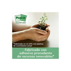 BLOC DE NOTAS ADHESIVAS QUITA Y PON POST-IT SUPER STICKY 76X76 MM 70 HOJAS RECICLADAS PAQUETE DE 14 UNIDADES