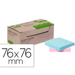 BLOC DE NOTAS ADHESIVAS QUITA Y PON Q-CONNECT 76X76 MM 100% PAPEL RECICLADO COLORES PASTELES EN CAJA DE CARTON