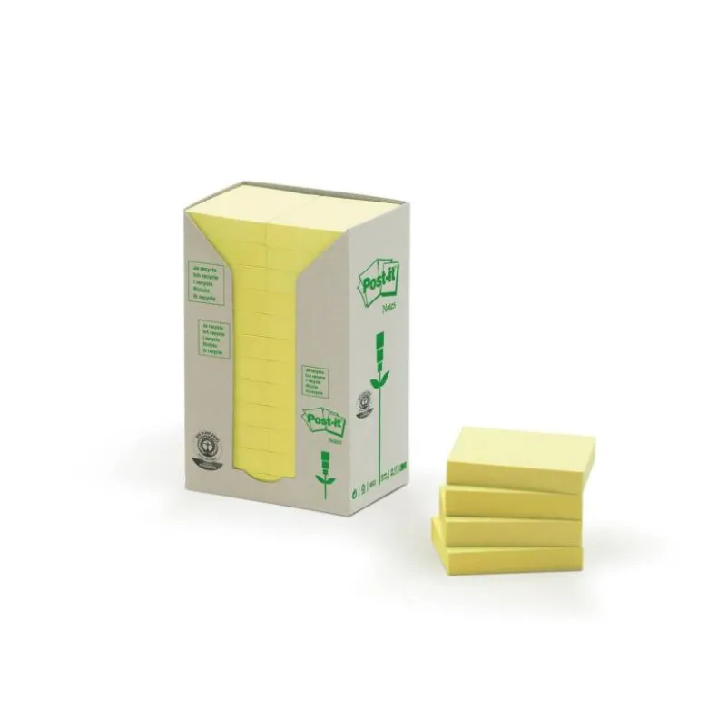 Bloc de notas adhesivas quita y pon recicladas en torre post-it 38 x 51 mm 24 blocs 653 papel reciclado