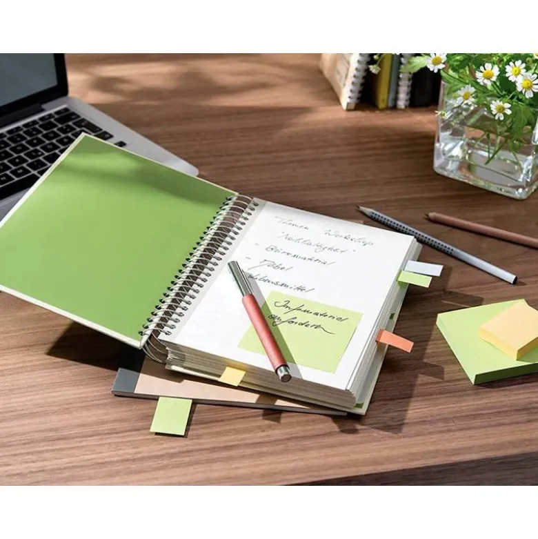 BLOC DE NOTAS ADHESIVAS QUITA Y PON Q-CONNECT 38X51 MM 100% PAPEL RECICLADO AMARILLO EN CAJA DE CARTON
