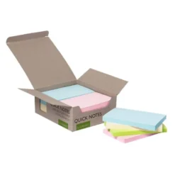 BLOC DE NOTAS ADHESIVAS QUITA Y PON Q-CONNECT 76X127 MM 100% PAPEL RECICLADO COLORES PASTELES EN CAJA DE CARTON