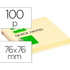 Bloc de notas adhesivas quita y pon q-connect 76x76 mm con 100 hojas color amarillo