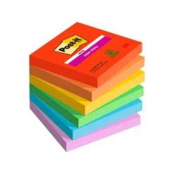 BLOC DE NOTAS ADHESIVAS QUITA Y PON POST-IT SUPER STICKY PLAYFUL 76X76 MM 90H PACK DE 6 UNIDADES