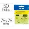 BLOC DE NOTAS ADHESIVAS QUITA Y PON MILAN 76X76 MM REMOVIBLE PLASTICO TRANSLUCIDO AMARILLO FLUOR 50