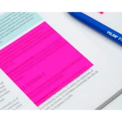 BLOC DE NOTAS ADHESIVAS QUITA Y PON MILAN 76X76 MM REMOVIBLE PLASTICO TRANSLUCIDO ROSA FLUOR 50