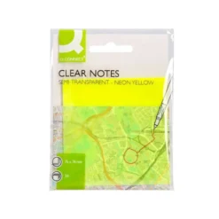 BLOC DE NOTAS ADHESIVAS QUITA Y PON Q-CONNECT 76X76 MM REMOVIBLE PLASTICO TRANSLUCIDO AMARILLO NEON CON
