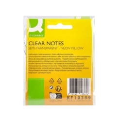 BLOC DE NOTAS ADHESIVAS QUITA Y PON Q-CONNECT 76X76 MM REMOVIBLE PLASTICO TRANSLUCIDO AMARILLO NEON CON