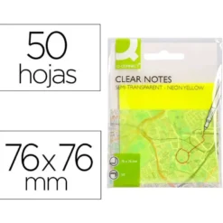 BLOC DE NOTAS ADHESIVAS QUITA Y PON Q-CONNECT 76X76 MM REMOVIBLE PLASTICO TRANSLUCIDO AMARILLO NEON CON