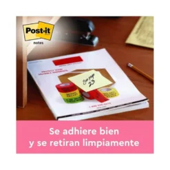 BLOC DE NOTAS ADHESIVAS QUITA Y PON POST-IT 76X127 MM 100 HOJAS AMARILLO CANARIO RETRACTILADO INDIVIDUALMENTE