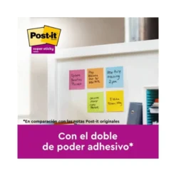 BLOC DE NOTAS ADHESIVAS QUITA Y PON POST IT SUPER STICKY CARNIVAL 100% PEFC 76X127 MM PACK DE 6 BLOCS COLORES