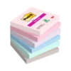 BLOC DE NOTAS ADHESIVAS QUITA Y PON POST IT SUPER STICKY SOULFUL 100% PEFC 76X76 MM PACK DE 6 BLOCS COLORES
