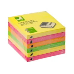 BLOC DE NOTAS ADHESIVAS QUITA Y PON Q-CONNECT 76X76 MM COLORES NEON SURTIDOS ZIG-ZAG