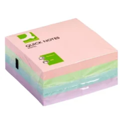 Bloc de notas adhesivas quita y pon q-connect 76x76 mm colores pastel con 400 hojas