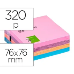 Bloc de notas adhesivas quita y pon q-connect con 320 hojas de 76x76mm