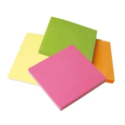 Bloc de notas adhesivas quita y pon q-connect 76x76 mm con 80 hojas fluorescentes pack de 12 en 4 colores