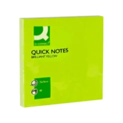 Bloc de notas adhesivas quita y pon q-connect 76x76 mm color verde neon 80 hojas