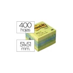 Bloc de notas adhesivas quita y pon post-it 51x51 mm minicubo limon 400 hojas.