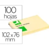 Bloc de notas adhesivas quita y pon q-connect 76x102 mm con 100 hojas color amarillo