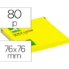 BLOC DE NOTAS ADHESIVAS QUITA Y PON Q-CONNECT 76X76 MM AMARILLO NEON 80 HOJAS