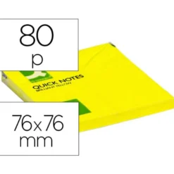 BLOC DE NOTAS ADHESIVAS QUITA Y PON Q-CONNECT 76X76 MM AMARILLO NEON 80 HOJAS