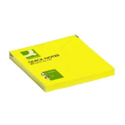 BLOC DE NOTAS ADHESIVAS QUITA Y PON Q-CONNECT 76X76 MM AMARILLO NEON 80 HOJAS