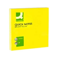 BLOC DE NOTAS ADHESIVAS QUITA Y PON Q-CONNECT 76X76 MM AMARILLO NEON 80 HOJAS