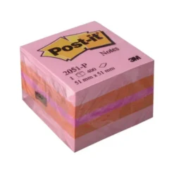Bloc de notas adhesivas quita y pon post-it 51x51 mm minicubo rosa 400 hojas