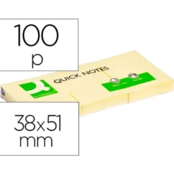 Bloc de notas adhesivas quita y pon q-connect 38x51 mm con 100 hojas color amarillo
