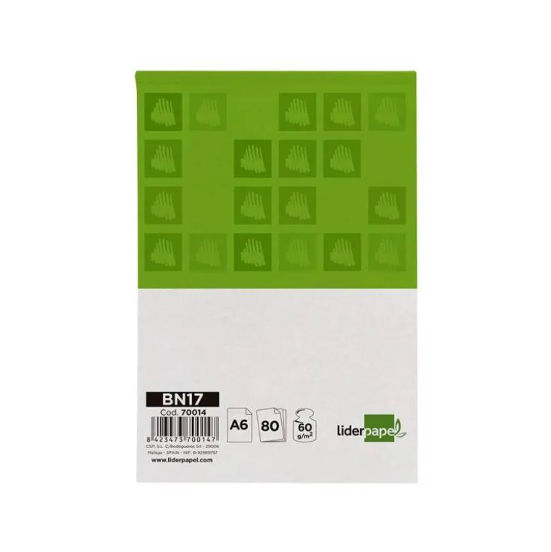 Bloc de notas Din A6 encolado marca Liderpapel 80 hojas cuadricula 4 mm