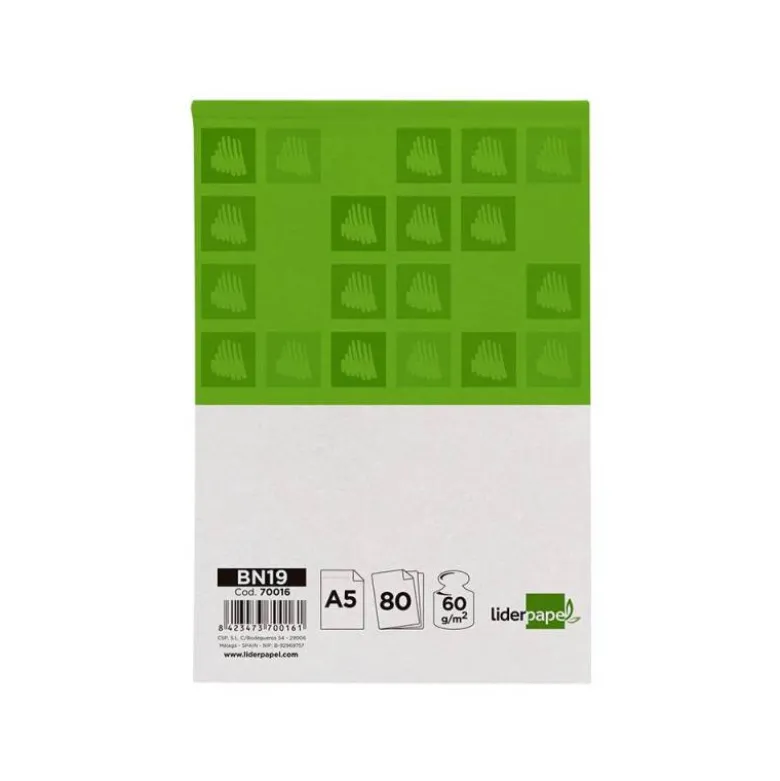 Bloc de notas Din A5 encolado marca Liderpapel cuadricula 4 mm 80 hojas