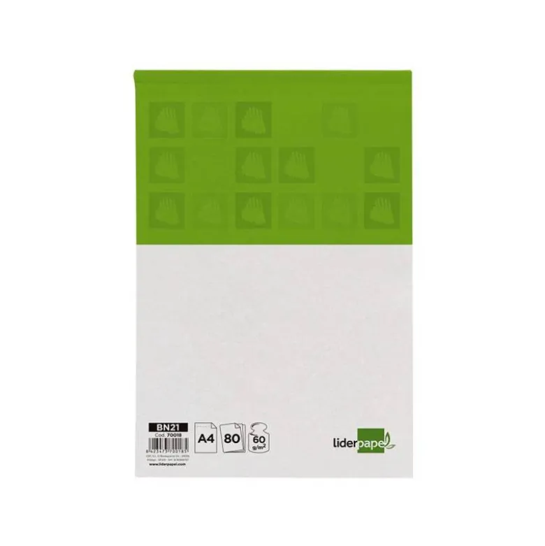 Bloc de notas Din A4 encolado marca Liderpapel cuadricula 4 mm 80 hojas