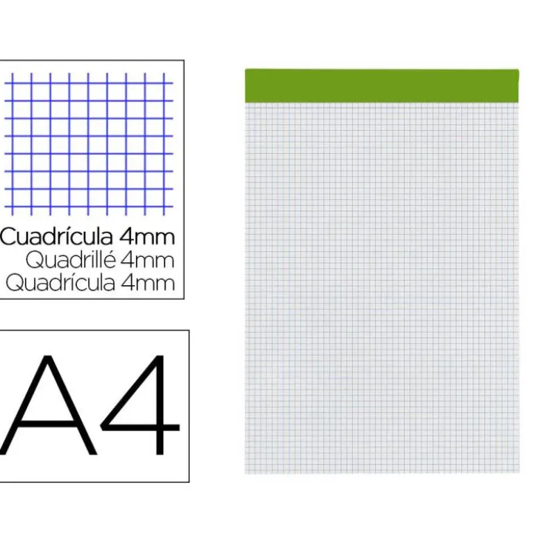 Bloc de notas Din A4 encolado marca Liderpapel cuadricula 4 mm 80 hojas